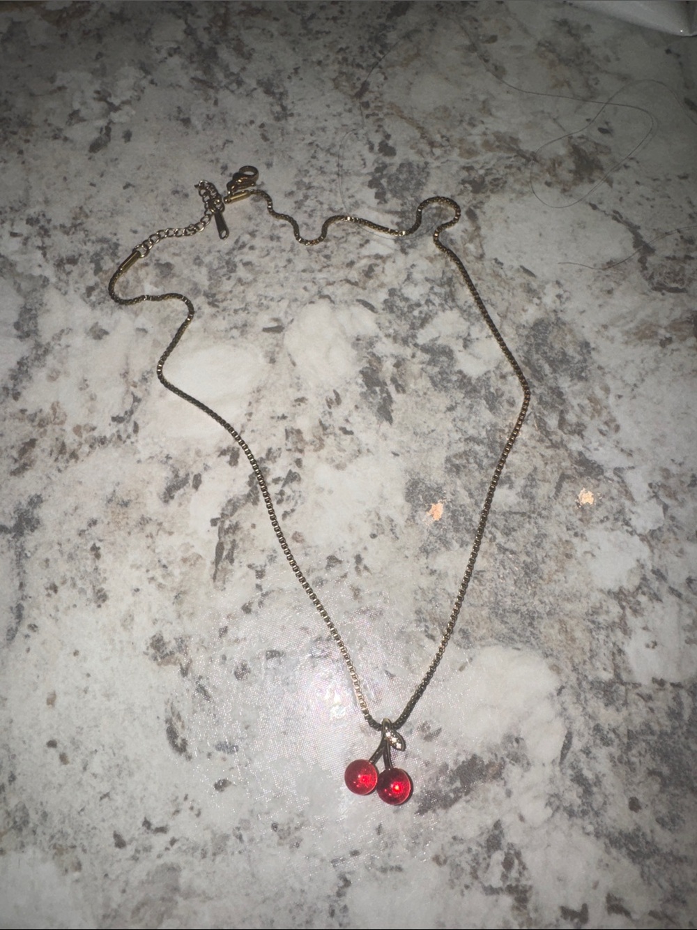 Vintage Gold Cherry Pendant Necklace with Red Crystals - Picture 4 of 4
